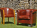 Eetstoel en club fauteuil in schapenleder